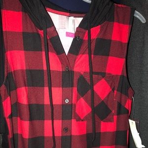 Red and black plaid tank top